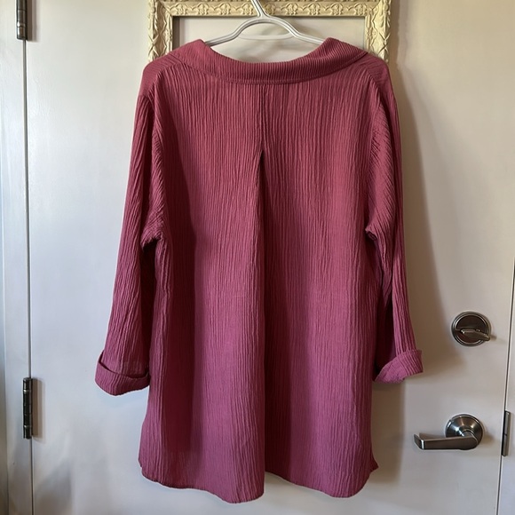 SOFT SURROUNDINGS | Key Biscayne Gauze Tunic 3/4 Sleeve Relaxed Notched Collar - Picture 8 of 11